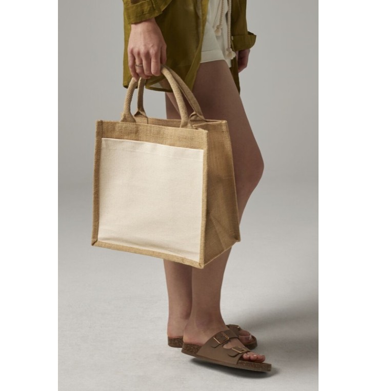 Cotton Pocket Jute Midi Tote